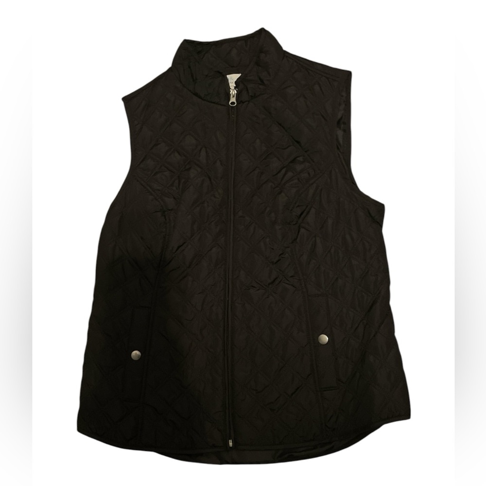 croft & barrow Black Quilted Vest with Zip